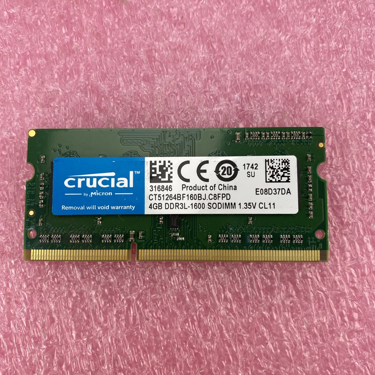 Crucial 4GB DDr3L-1600 Laptop Memory Ram CT51264BF160BJ.C8FPD - Lot of 35