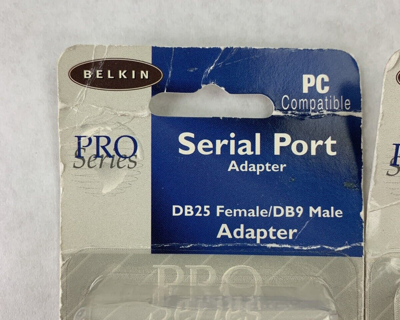 Lot of 2 New Belkin F2L087 Serial Port Adaptor DB9 Male / DB25 Female