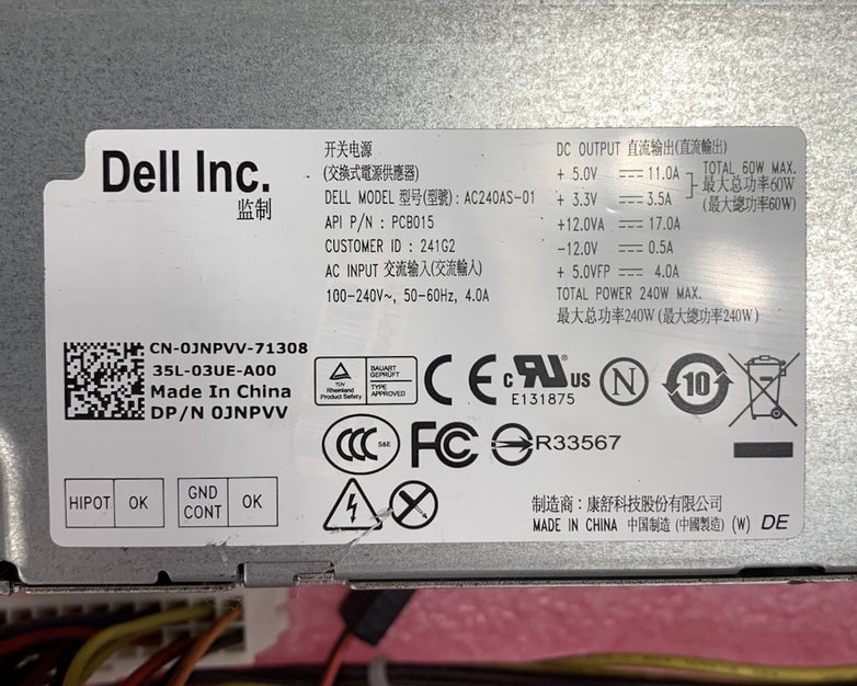 Dell Optiplex AC240AS-01 240W Computer Power Supply