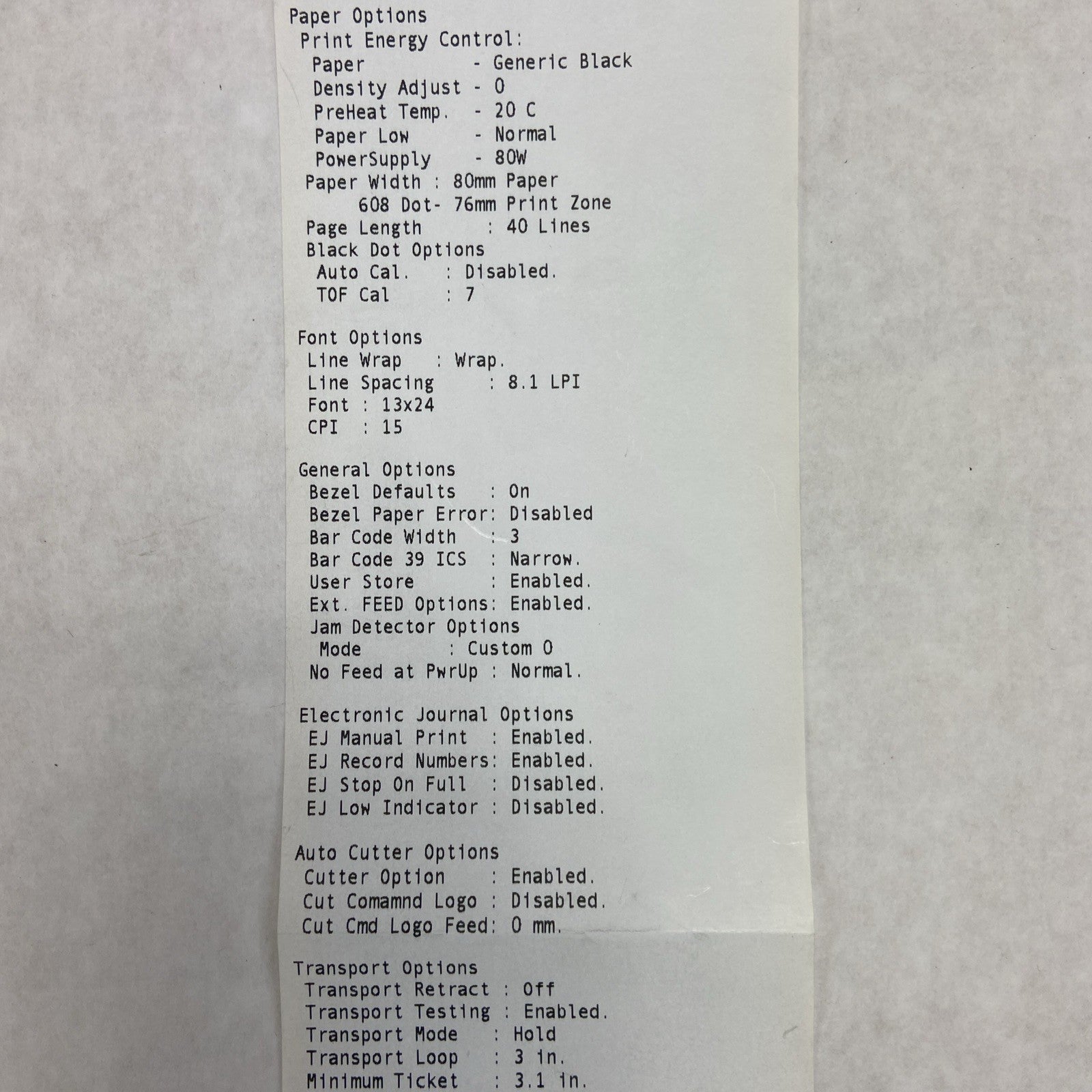 TRANSACT Technologies EPIC 880 Thermal Receipt Kiosk Printer Ithaca PcOS