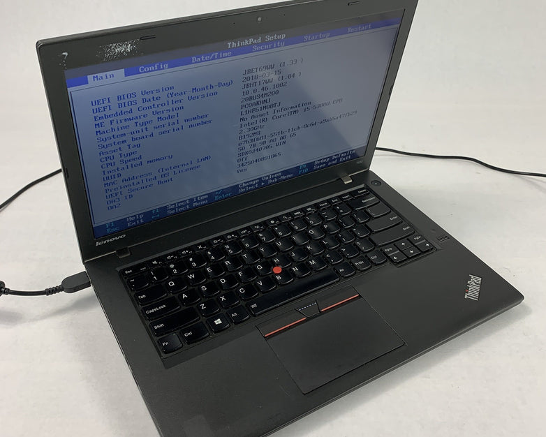 Lenovo T450 14" Laptop i5-5300u 2.3 GHz 8 GB Ram No OS No HDD No AC