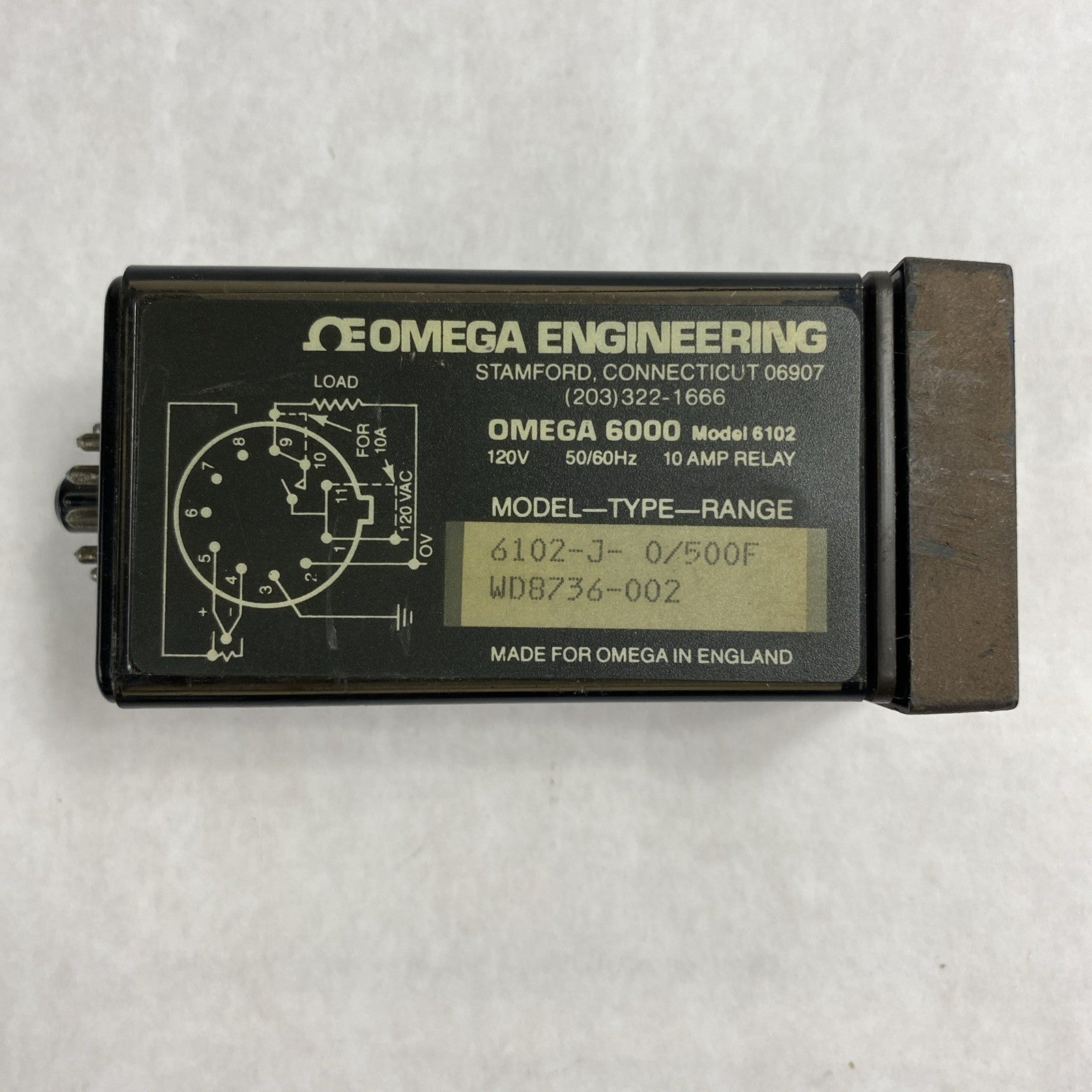 Omega Engineering 6102-J-0/500F Temperature Controller 120V 50/60Hz 0-500F2