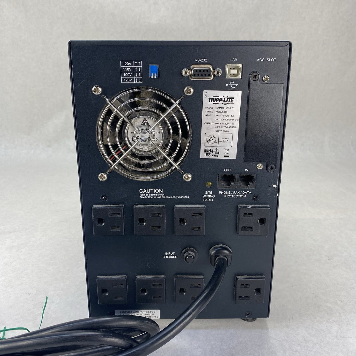 Tripp Lite SMART1500SLT 1500VA 900W UPS Smart Tower - No Batteries Front Panel5