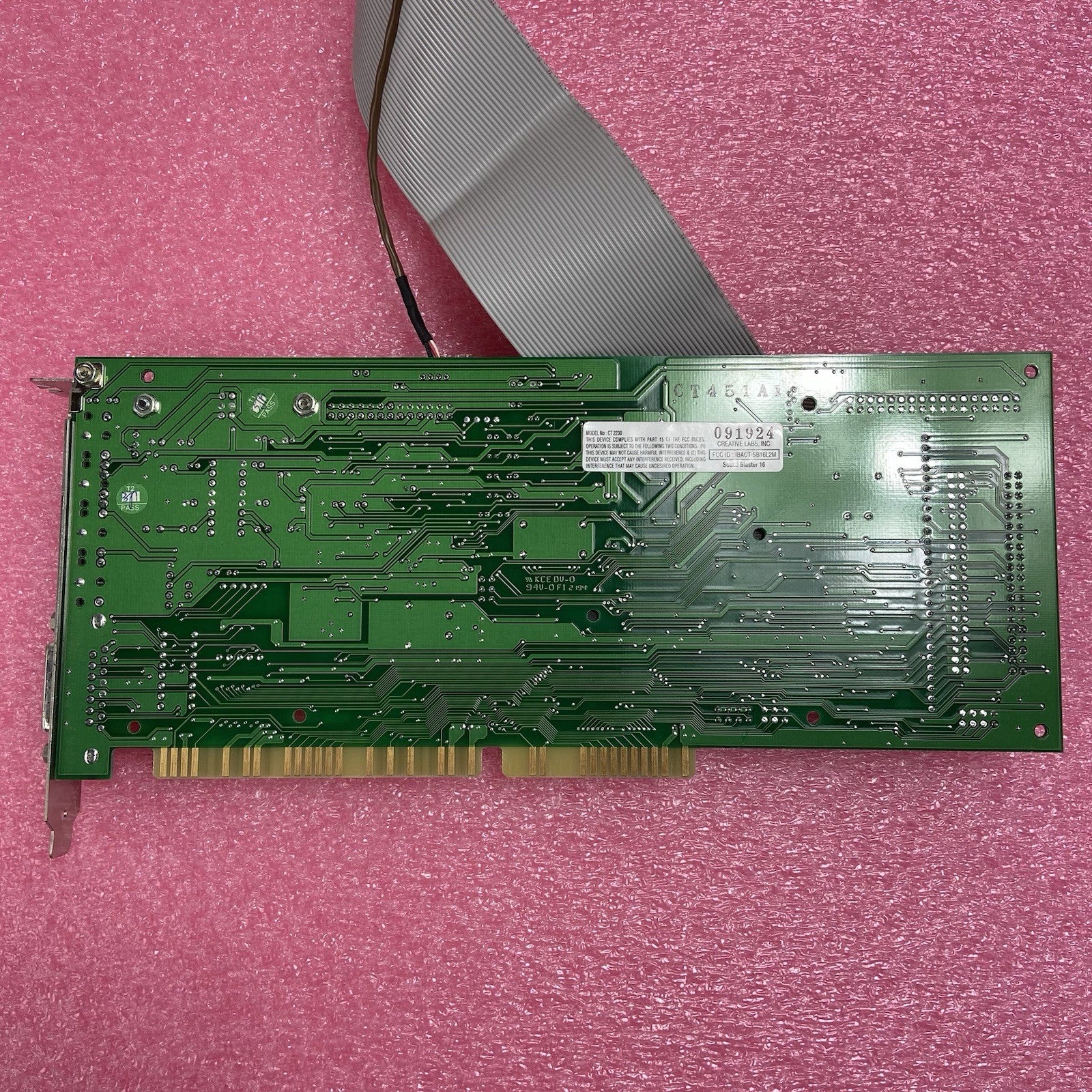 Creative Labs Sound Blaster 16 CT2230 ISA Audio Card w/CD In Cord8