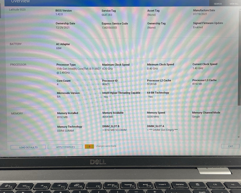 Dell Latitude 5520 15.6" i5-1135G7 2.40 GHz 8 GB RAM No SSD/OS/AC/Batt - READ