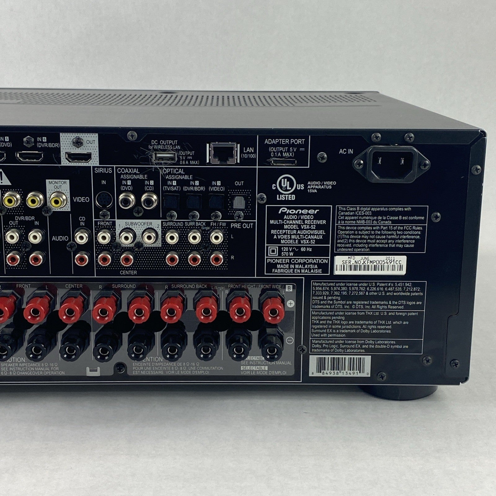 Pioneer VSX 52 Multi Channel Receiver - No Output
