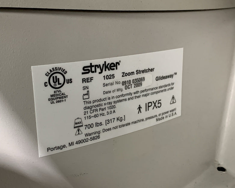 Stryker 1025 Zoom Stretcher w/ Isoflex SE 1806-034-300