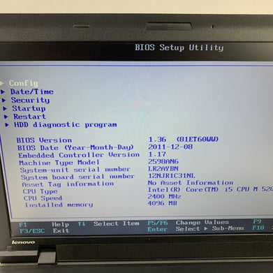 Lenovo ThinkPad L512 15.6" i5-M520 2.4 GHz 4 GB Ram No OS No HDD No AC No Batt