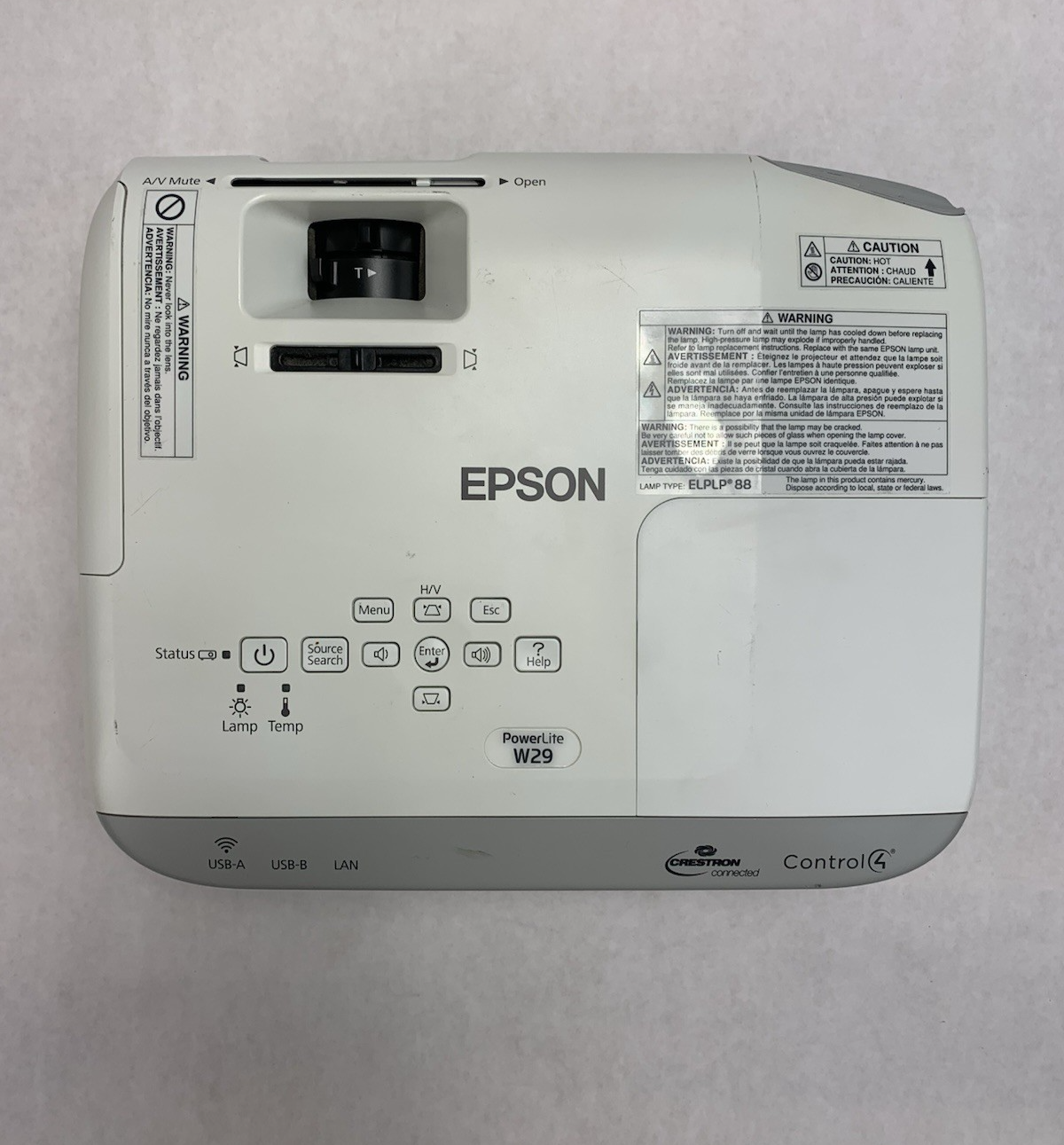 Epson PowerLite W29 H690A LCD Lamp Projector 1075 Hours - No Remote Broken Cover7