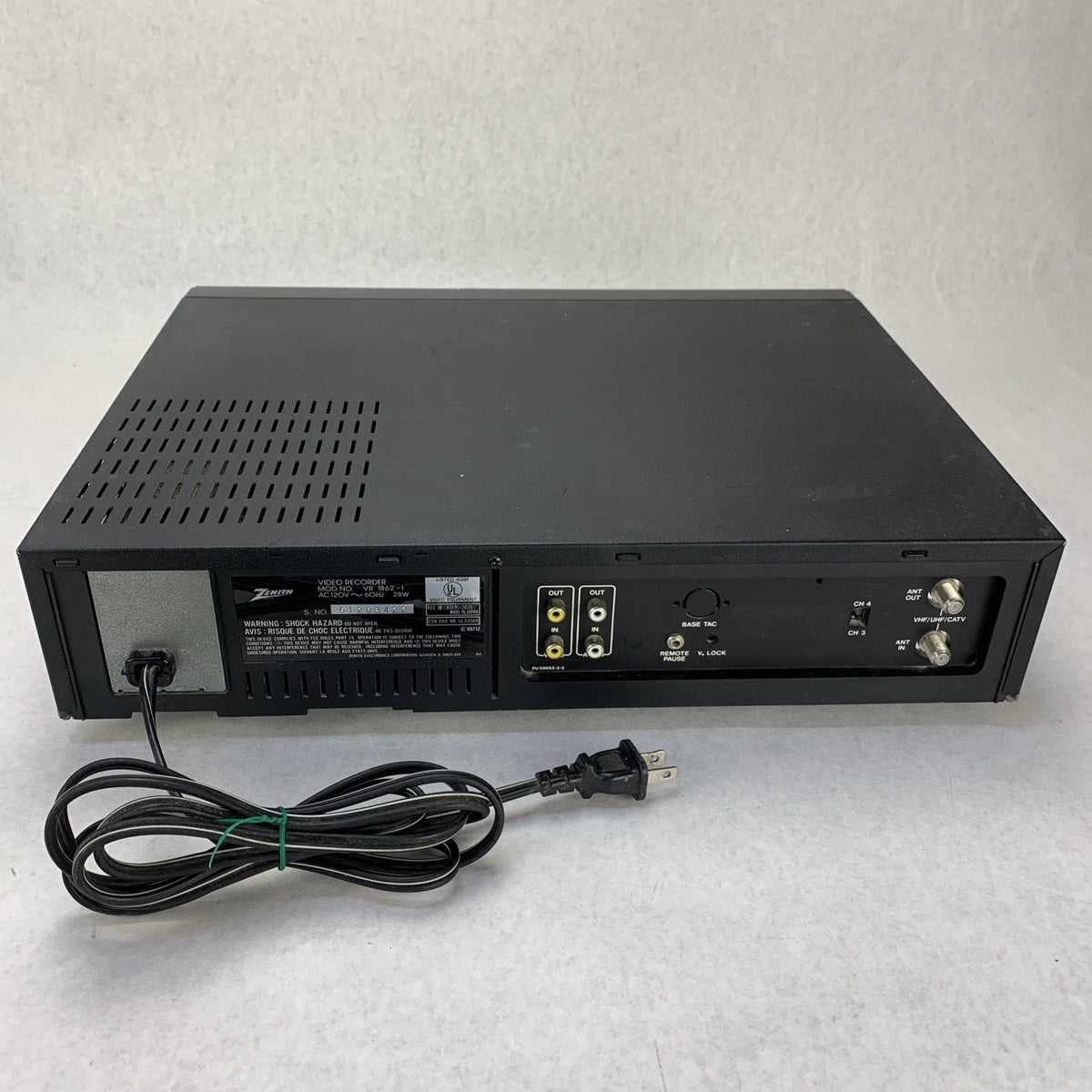 Zenith 4-head VHS Video Cassette Recorder VR 1862-1 - Power Tested8