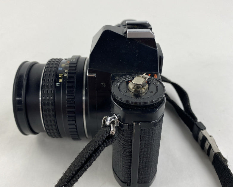 Pentax MV 35MM Film Camera w/ SMC Pentax-M 1:2 50 mm Lens - Untested for Parts