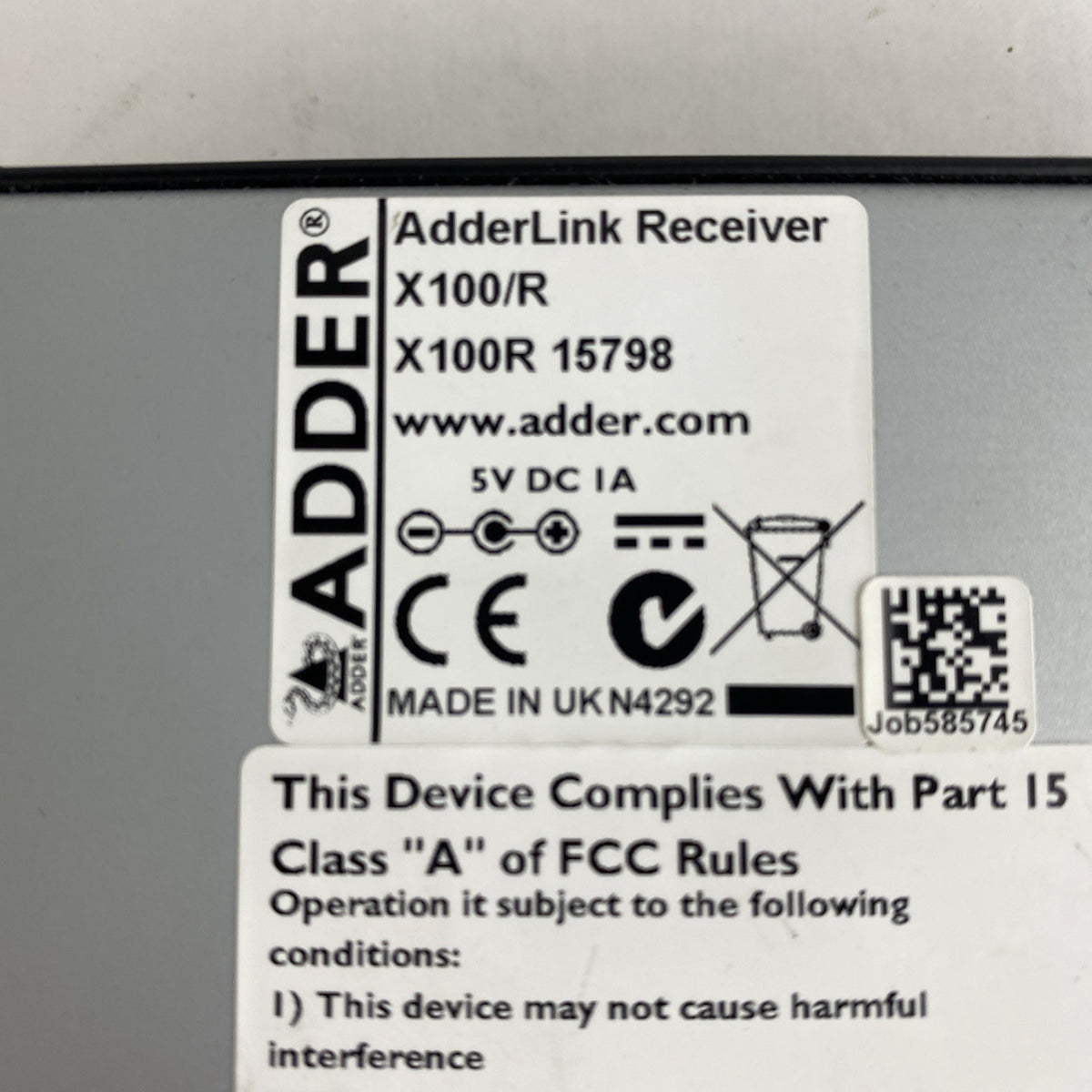 AdderLink X100/R 15798 Receiver No Power Cord - Untested7