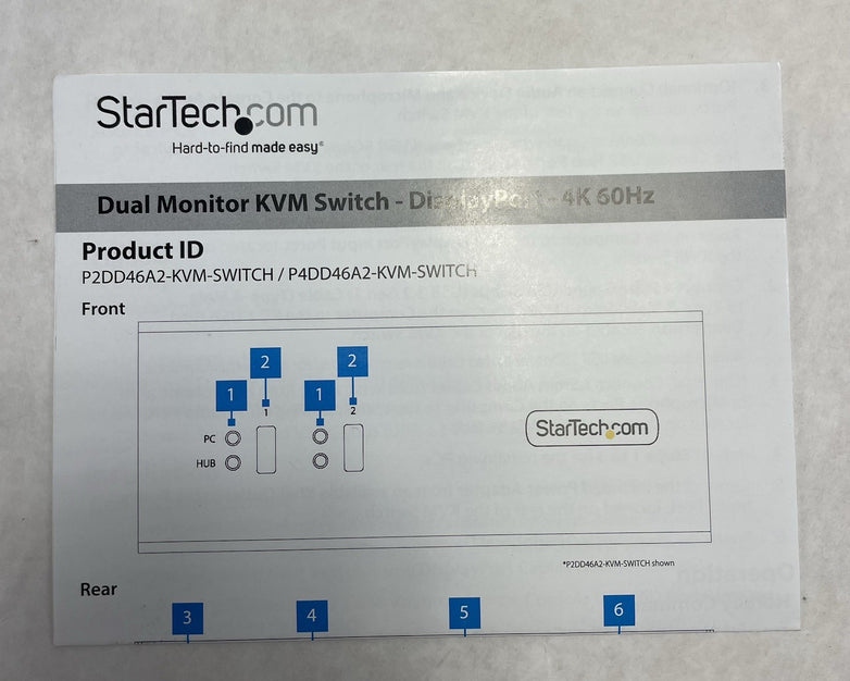 StarTech.com P2DD46A2-KVM-SWITCH 2-Port Dual-Monitor Power Tested