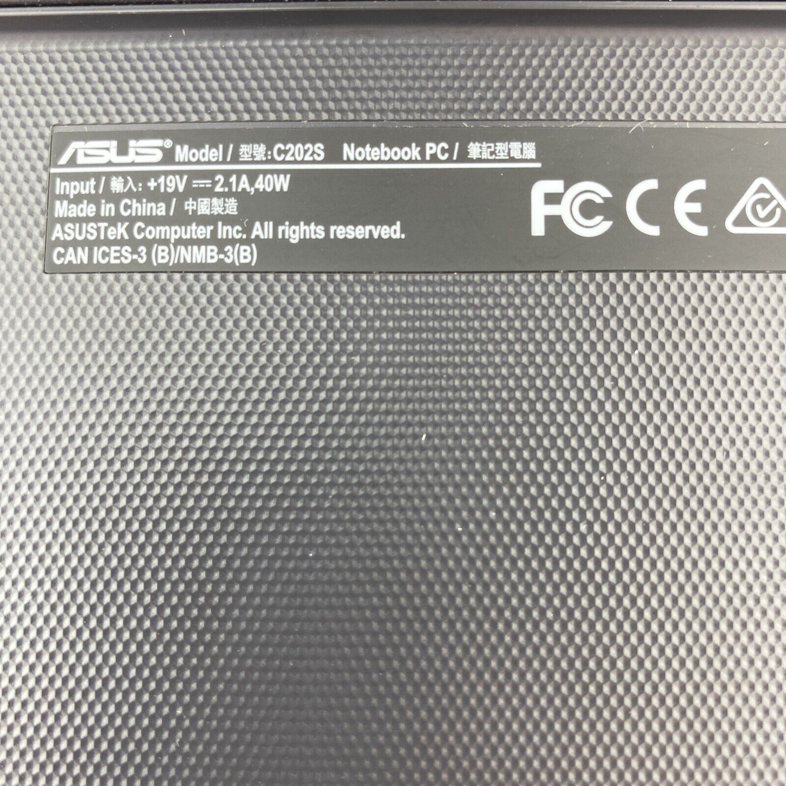 Asus C202SA 11.6" Notebook PC Intel Celeron N3060 1.60GHz 4GB RAM 16GB READ