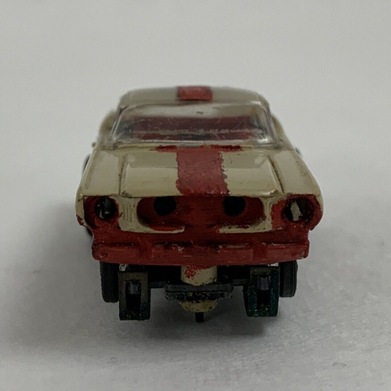 Aurora Thunderjet HO Slot Car Ford Mustang White With Red Stripe Untested