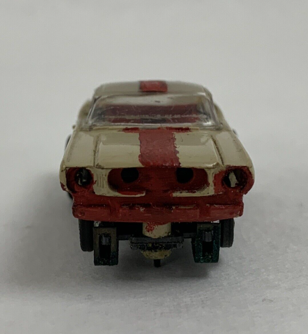 Aurora Thunderjet HO Slot Car Ford Mustang White With Red Stripe Untested