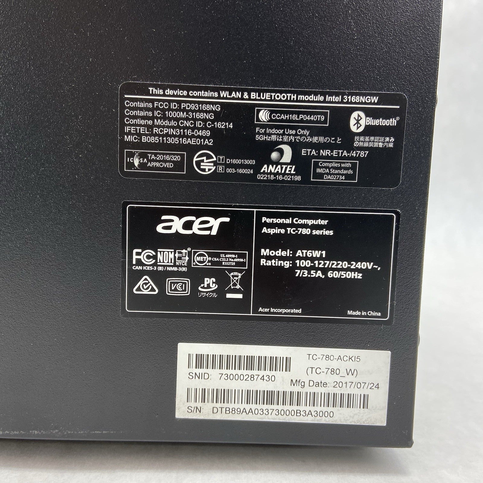 Acer Aspire TC-780 MT Intel Core i5-7400 3GHz 8GB RAM No HDD No OS4