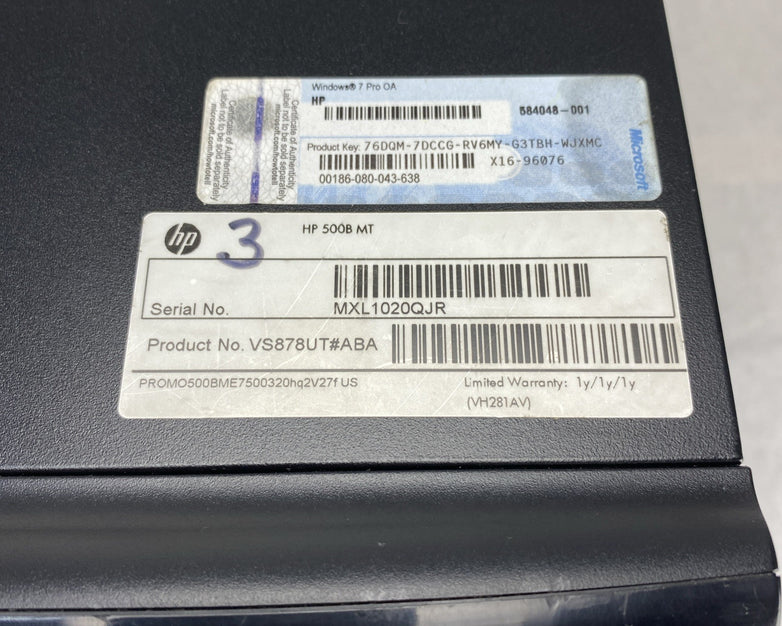 HP Pavilion 500B MT Intel Core 2 Duo E7500 2.93GHz 4GB RAM No HDD OS