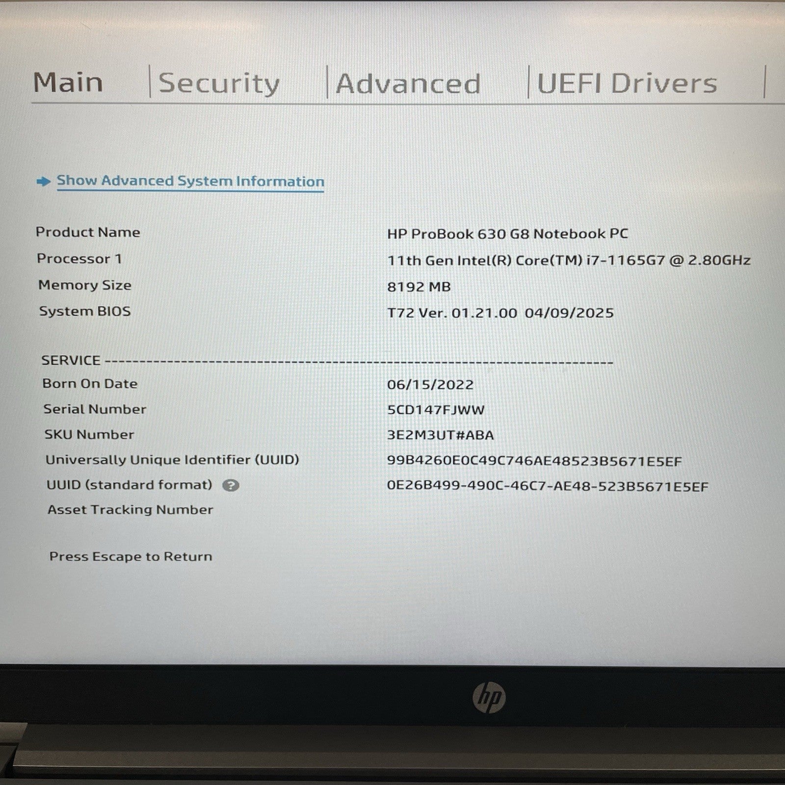 HP ProBook 630 G8 13.3" i7-1165G7 2.80 GHz 8 GB RAM No SSD/OS/AC2