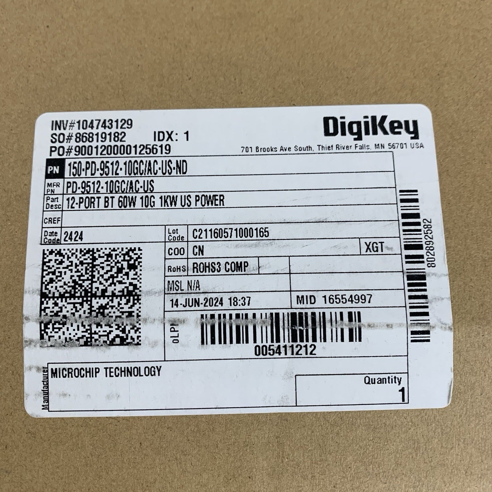 Microchip PD-9512-10GC/AC 12-Port BT 60W Switch Box Opened9