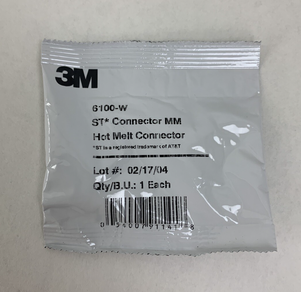 3M 6100-W Hot Melt ST MM Jacketed Fiber Connector New Lot of 35