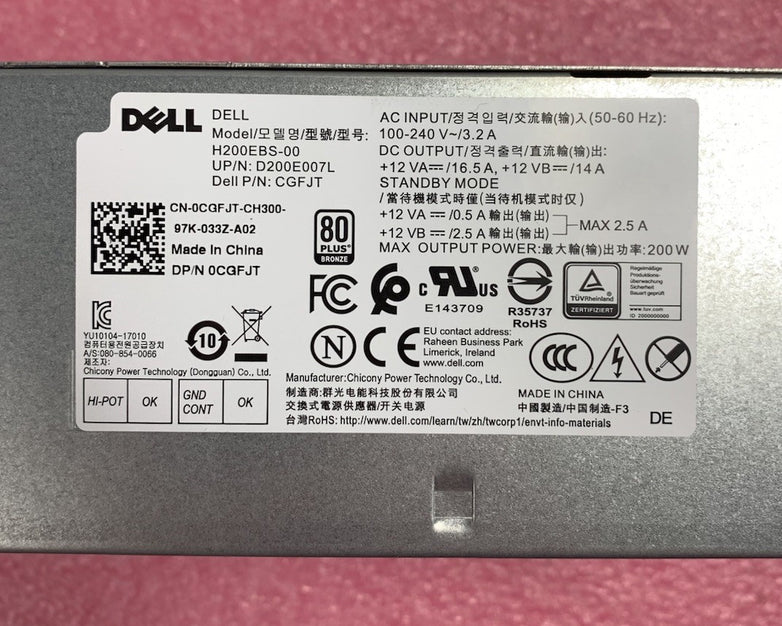 Dell Optiplex H200EBS-00 200W Computer Power Supply