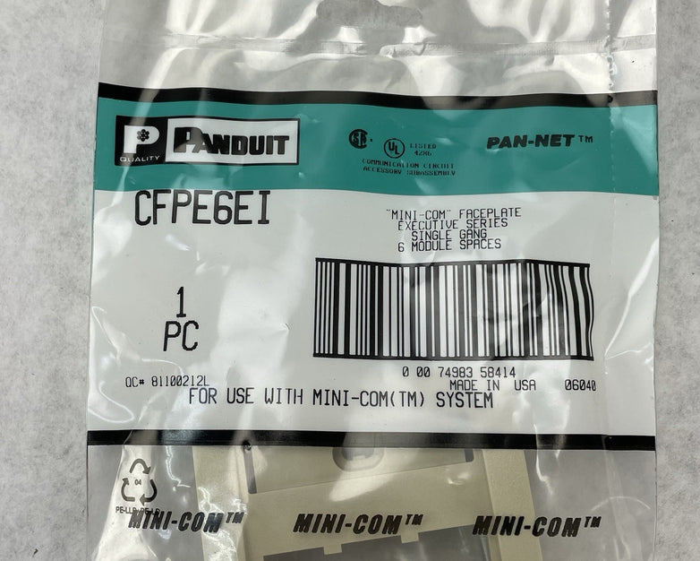 Panduit CFPE6EI MINI-COM Face-Plate Executive Series 6 Module Spaces Lot of 10