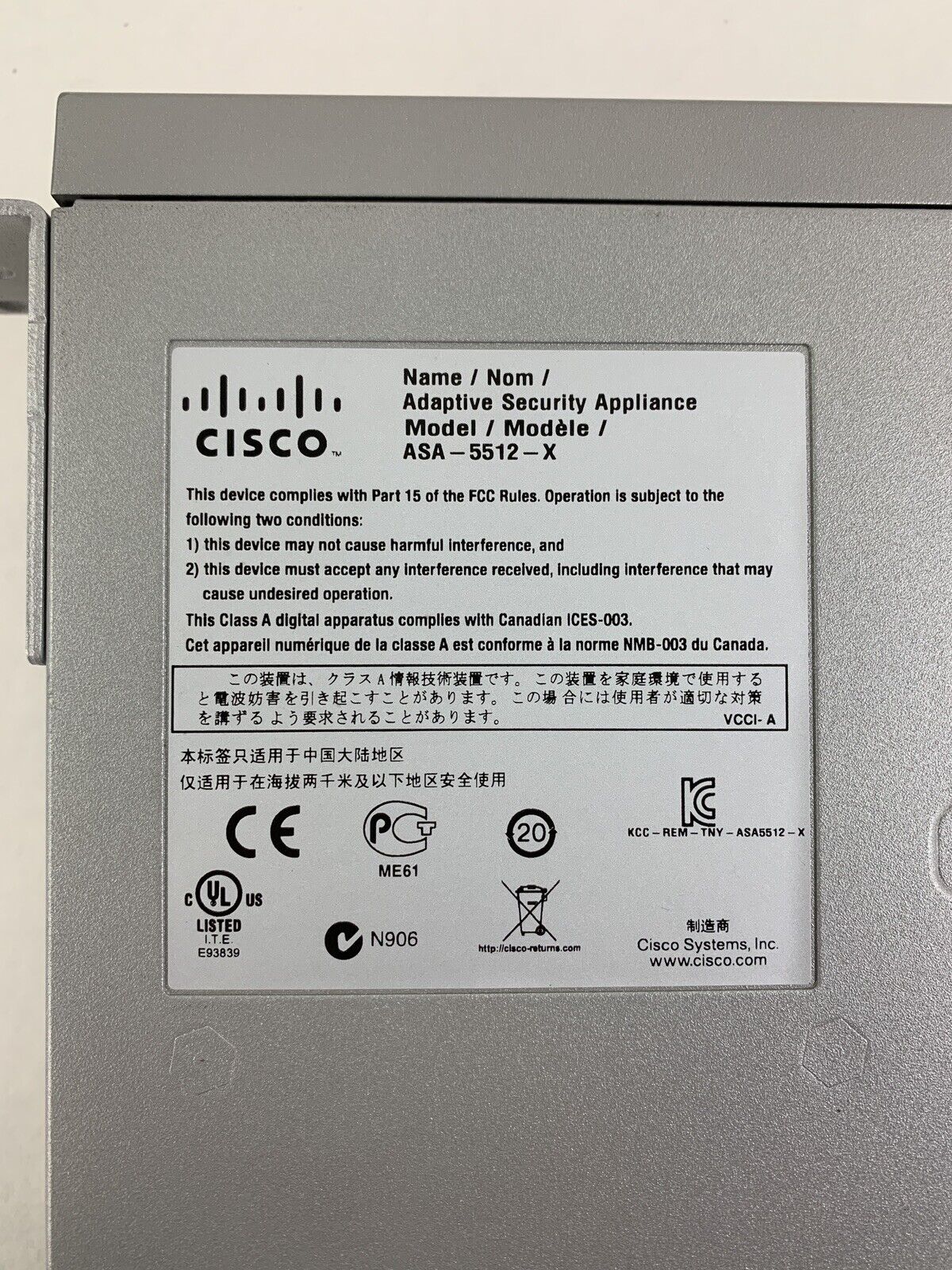 Cisco ASA5512-X Adaptive Security Appliance Firewall No SSD Box Opened