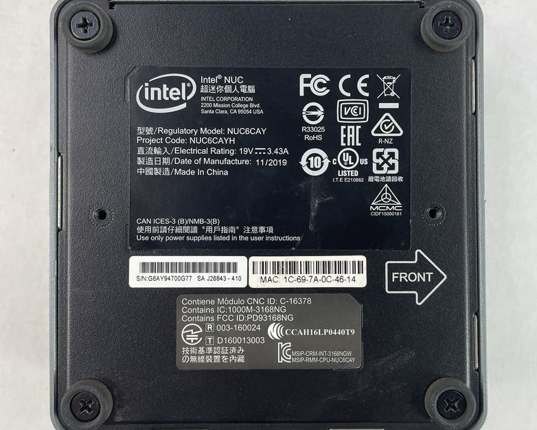 Intel NUC6CAY Micro Celeron J3455 1.50 GHz 8 GB RAM No SSD/OS/AC
