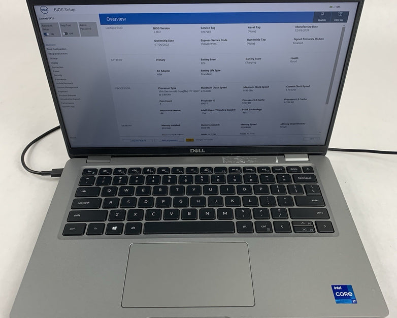 Dell Latitude 5420 14" Laptop i7-1165G7 2.8 GHz 8 GB Ram No OS/SSD/AC Bezel Peel