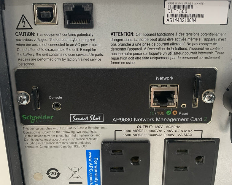 APC DLT1500 SmartConnect 1500VA 120V Uninterruptable UPS Tested AP9630 No Batts