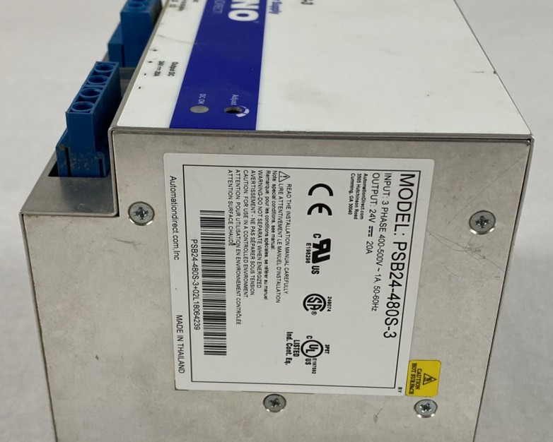 Rhino PSB24-480S-3 Input 3PH 400-500V 1A Output 24V 20A Industrial Power Supply