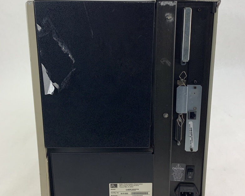Zebra 140Xi III Label Thermal Printer 200 DPi Serial and Network Cracked Side