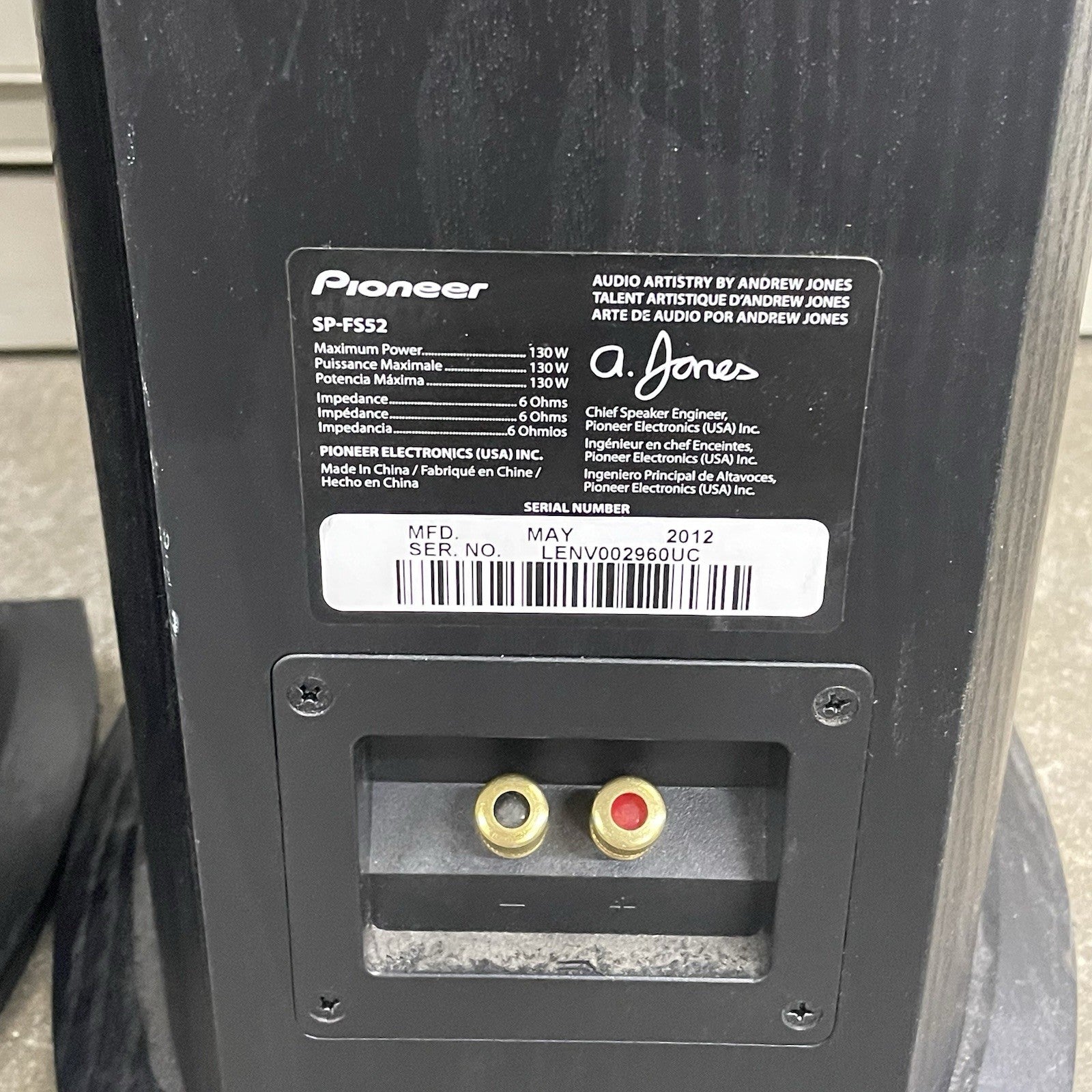 Pioneer SP-FS52 Andrew Jones Designed Floorstanding Loudspeaker Set Of 26