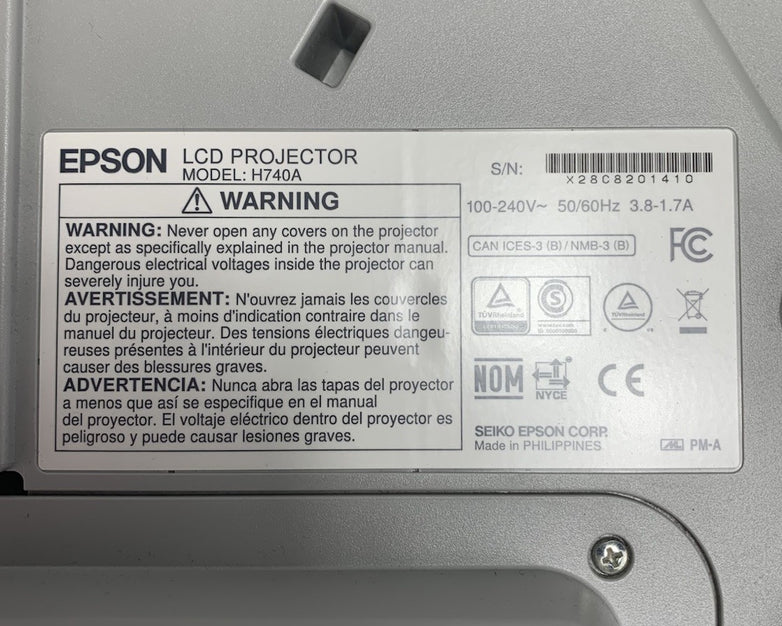 Epson PowerLite 695Wi H740A LCD Lamp Projector 1378 Lamp Hours - No Remote