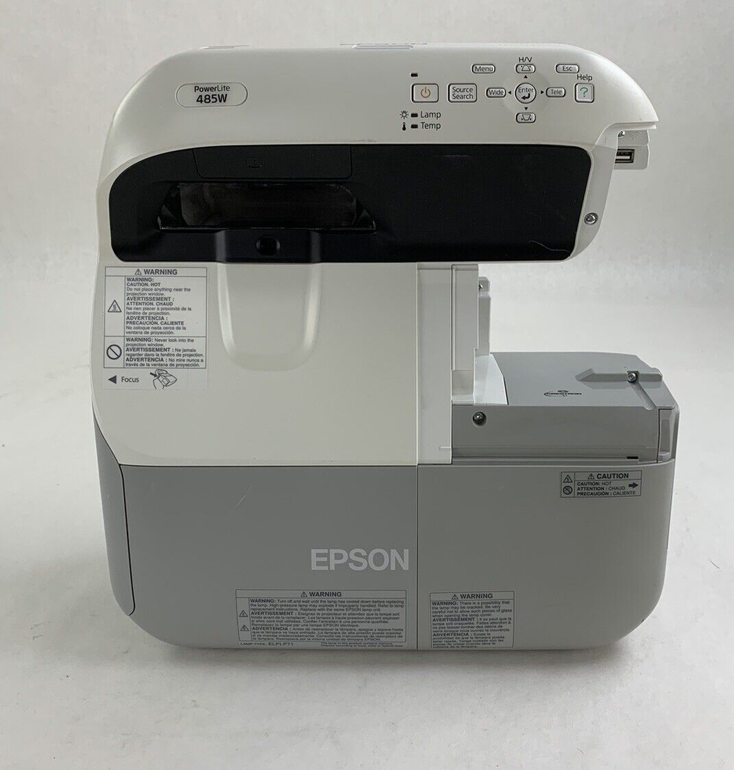 Epson H454A 485W Projector - Tested and Missing Port Cover