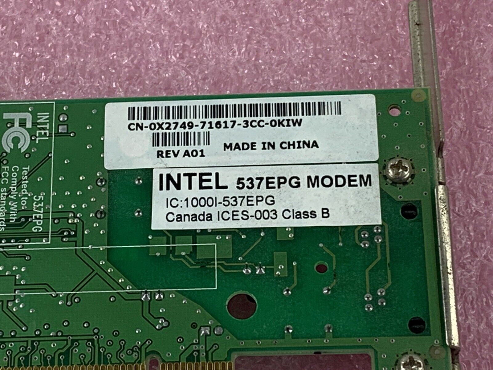 Intel 0X2749 Intel 537EPG 56K PCI Modem Card