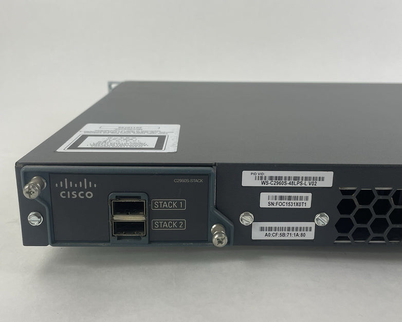 Cisco WS-C2960S-48LPS-L V02 48 Port Managed Network Switch - Tested