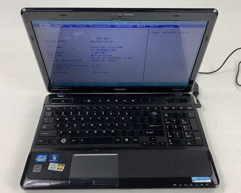 Toshiba Satellite A665-S5184x 15.6" i7-2630QM 2 GHz 6 GB Ram No OS No HDD No Bat