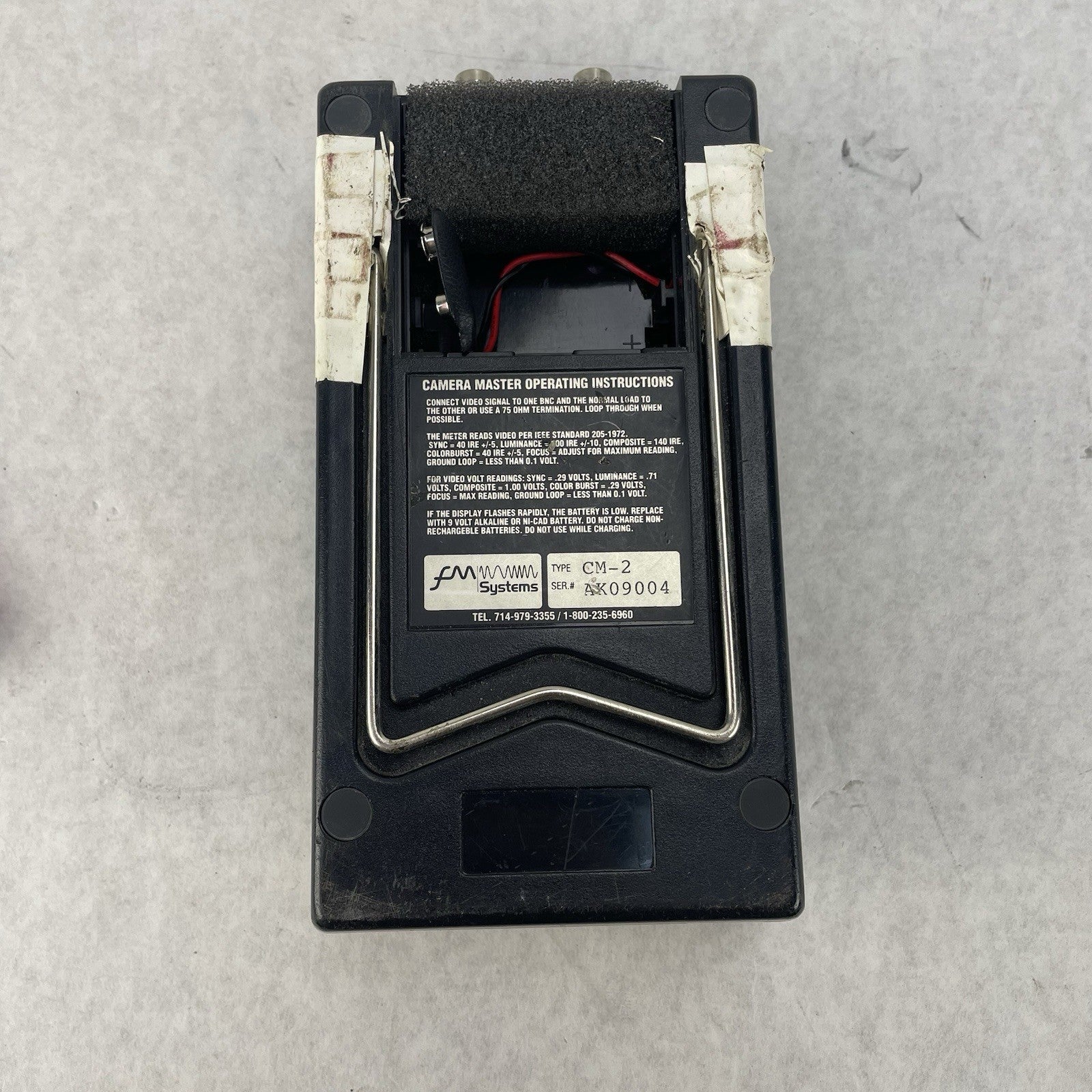 FM Systems CM-2 Camera Master 2 CCTV Video Signal Tester Missing Battery Cover8