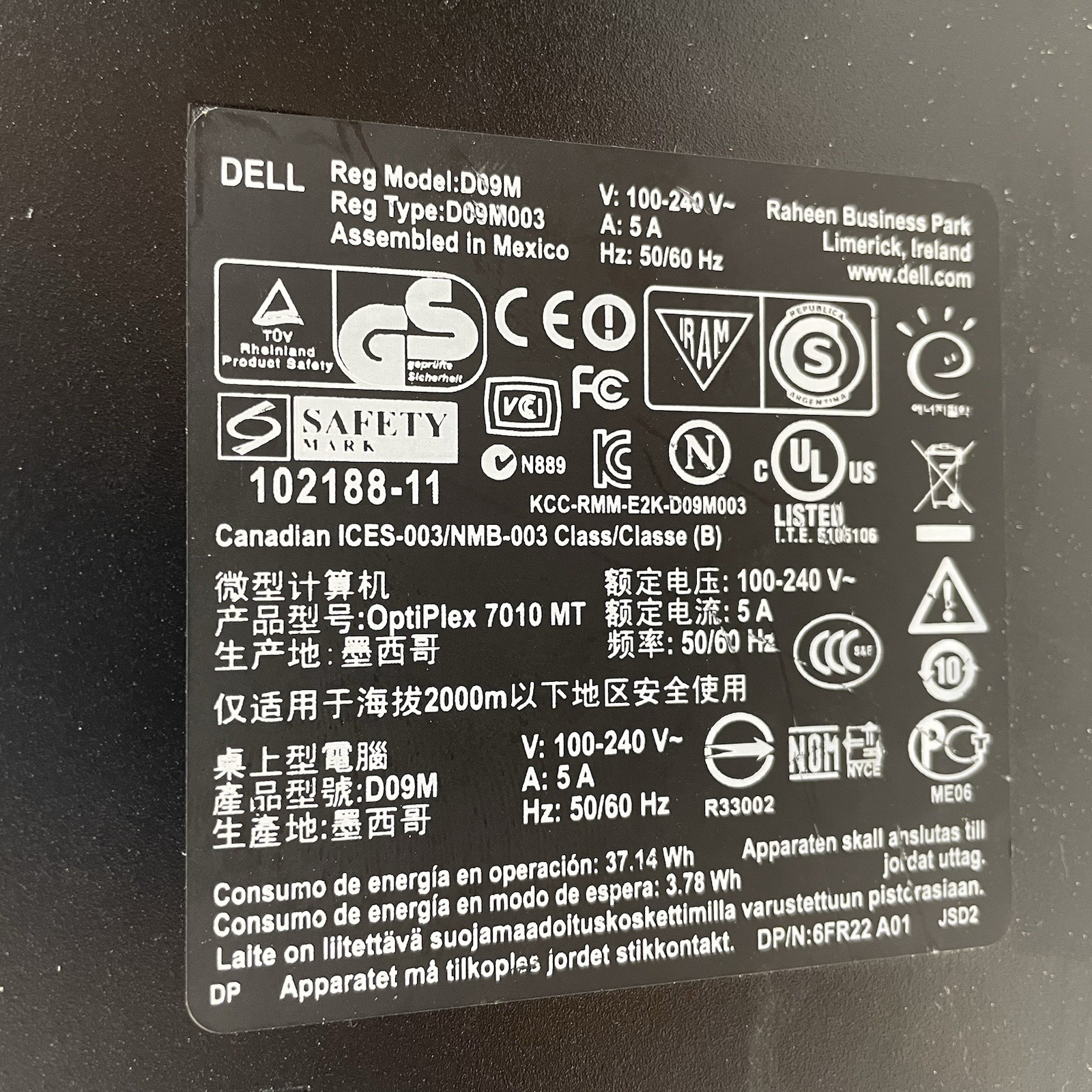 Dell Optiplex 7010 MT i5-3470 3.20 GHz 4 GB RAM No HDD/OS9
