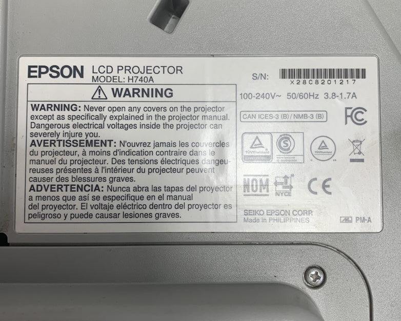 Epson PowerLite 695Wi H740A LCD Lamp Projector 1881 Lamp Hours - No Remote