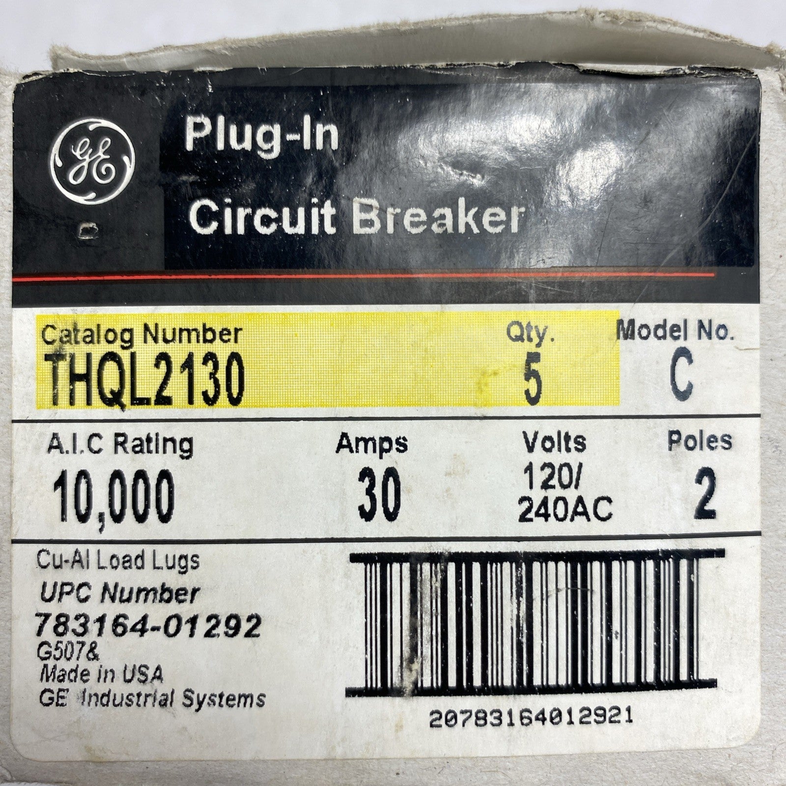 General Electric Model C THQL2130 30A 2 Pole Plug In Circuit Breaker Box Of 52