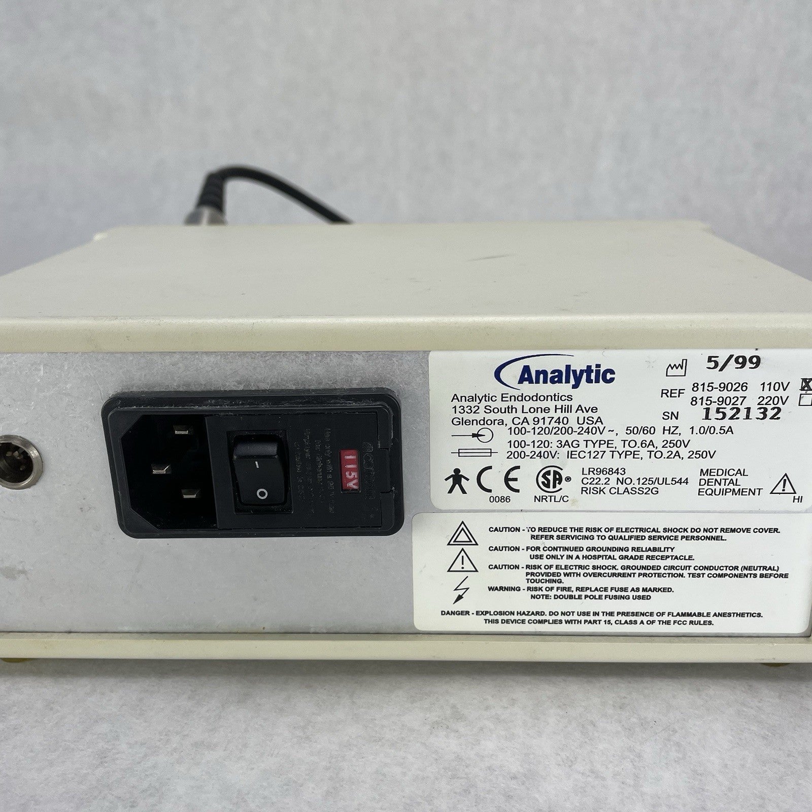 Analytic Sybron Quantec-E Dental Electric Endo Motor Parts or Repair