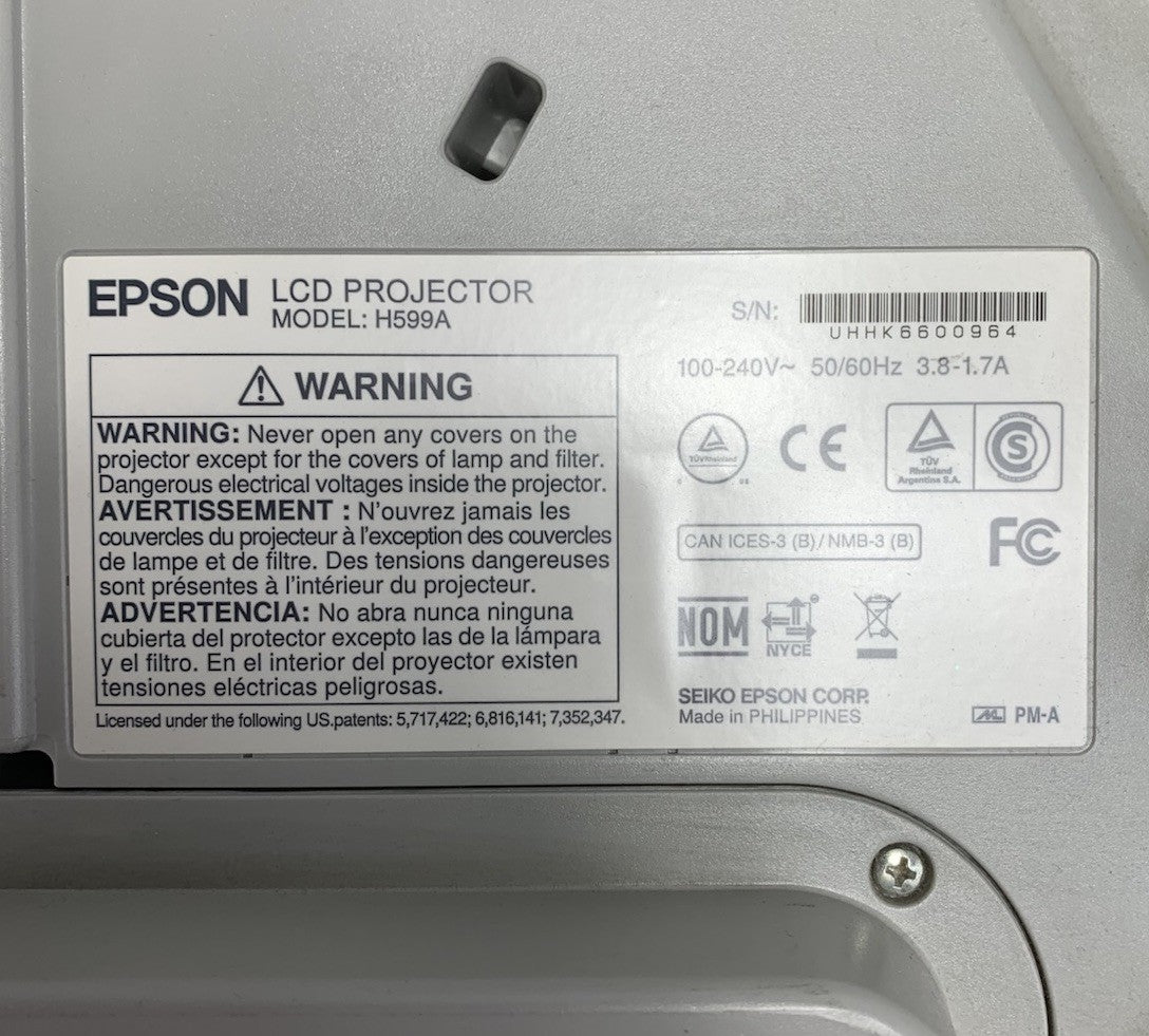 Epson BrightLink 595Wi H599A LCD Lamp Projector 2868 Lamp Hours - No Remote7