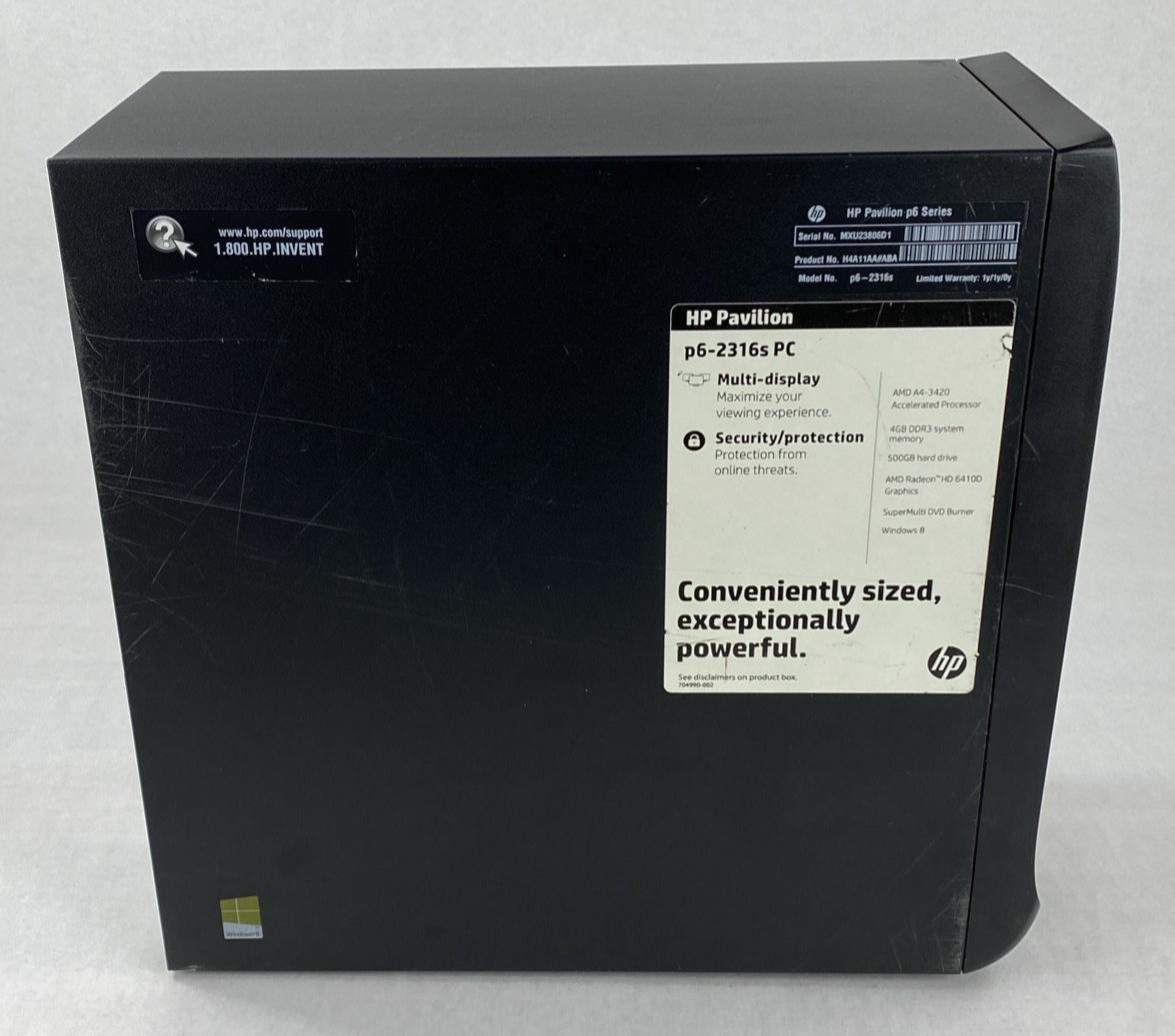 HP Compaq P6-2316s MT AMD A4-3420 2.80GHz 4GB RAM No HDD No OS