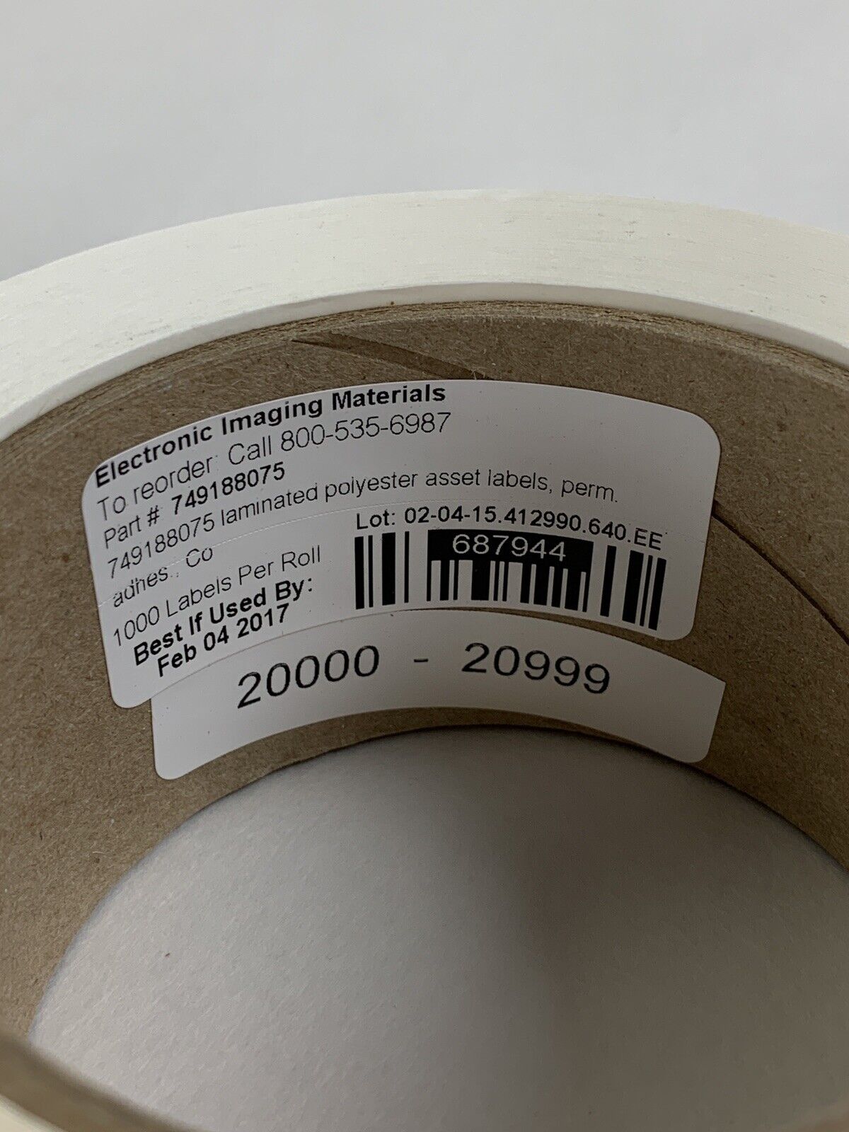 New Electronic Imaging Materials 749188075 Laminated Polyester Labels 04/2017