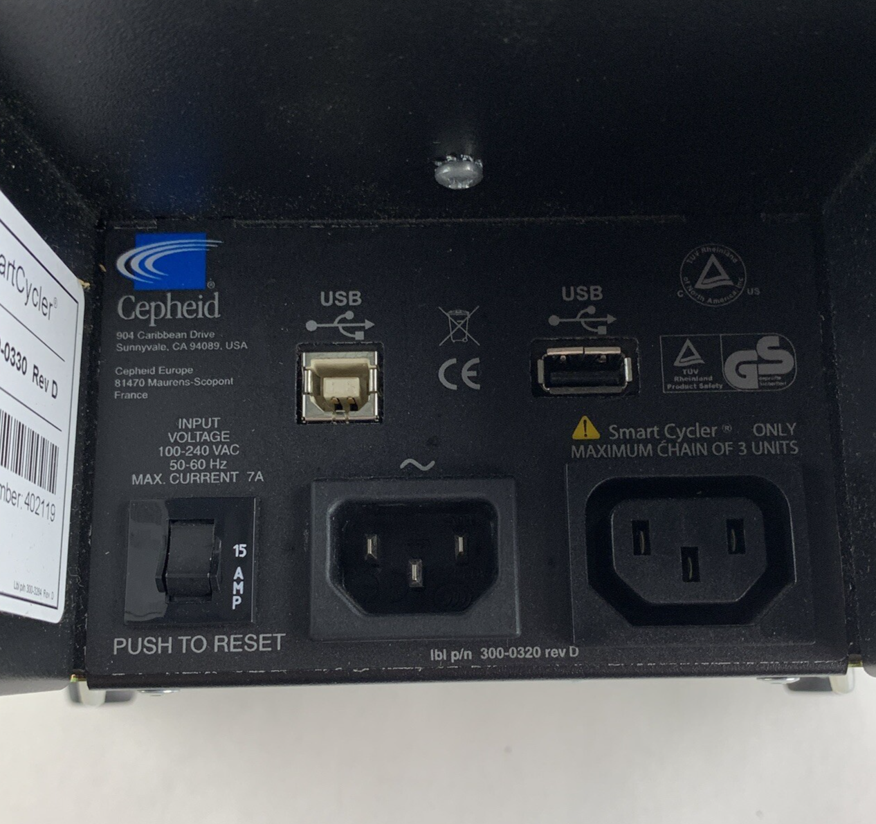 Cepheid Smartcycler 900-0330  Powers On