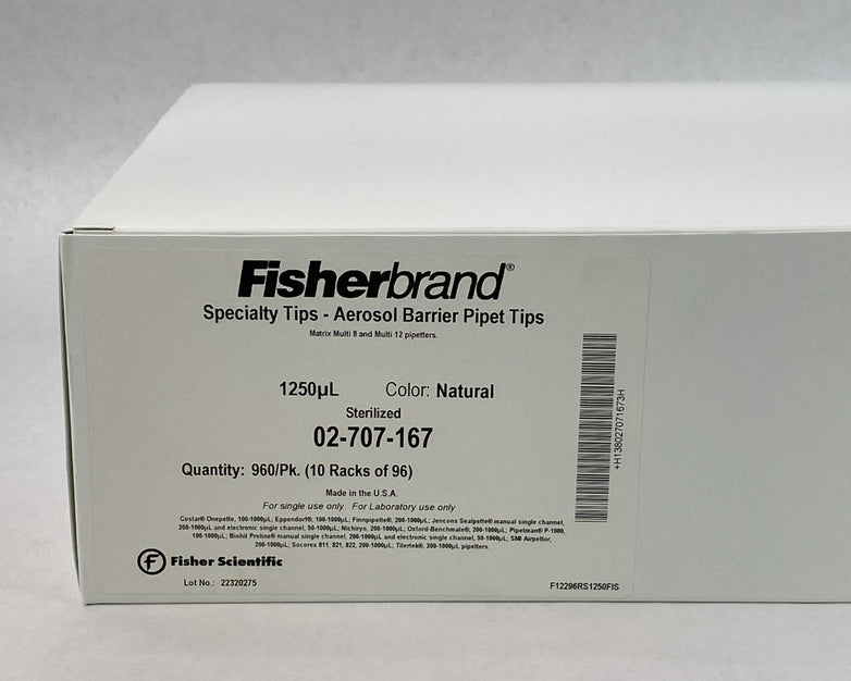 Fisherbrand 02-707-167 Aerosol Barrier Pipet Tips 1250µl Natural - 960 Tips