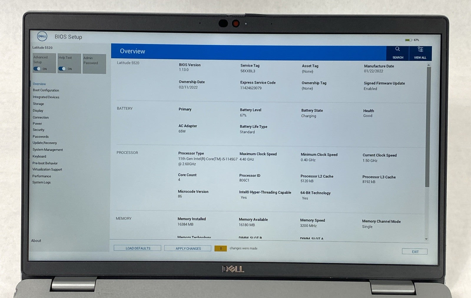 Dell Latitude 5520 Intel Core i5-1145G7 2.60 GHz 16 GB RAM 15.6" No SSD No OS